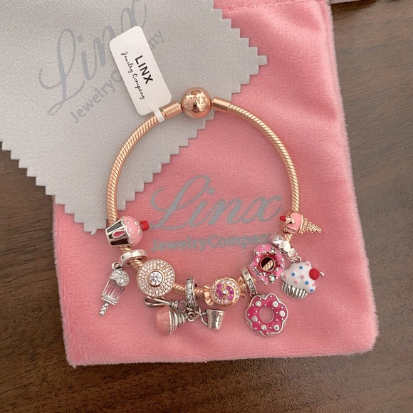 Linx Rose Gold Snake Chain Bracelet with Sweets Themed Charms - Picture 3 of 9